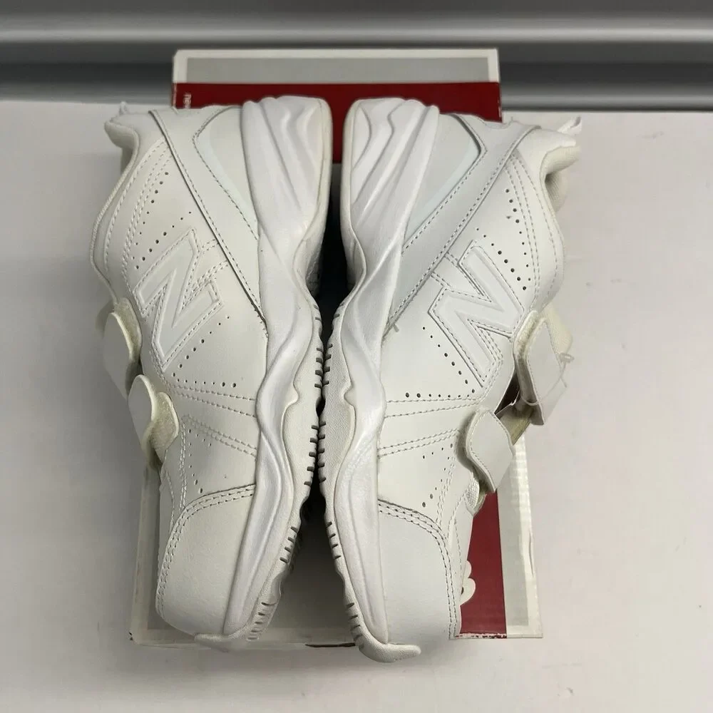 New Balance White 624 SZ 4 X Wide Big Kid Hook Loop Uniform Leather Shoes